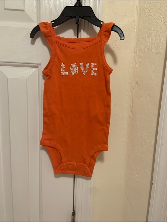 Carter's Other - Carter's Orange Floral 'LOVE' Tank One-Piece